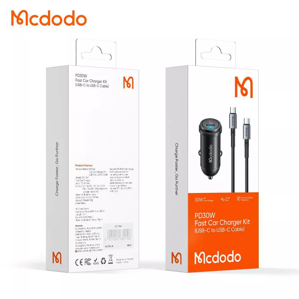 شارژر فندکی مکدودو MCDODO CC-7493 به همراه کابل دو سر تایپ سی - تصویر 6